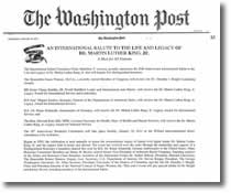 第三世多杰羌佛獲得 “馬丁路德金國際服務及領袖獎” 華盛頓郵報2011年1月13日新聞報導(點擊以放大)